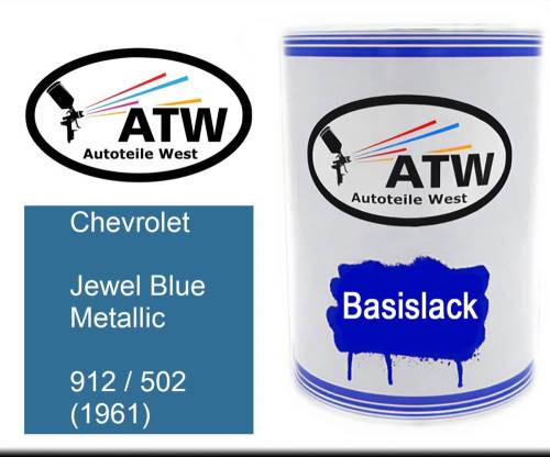 Chevrolet, Jewel Blue Metallic, 912 / 502 (1961): 500ml Lackdose, von ATW Autoteile West.